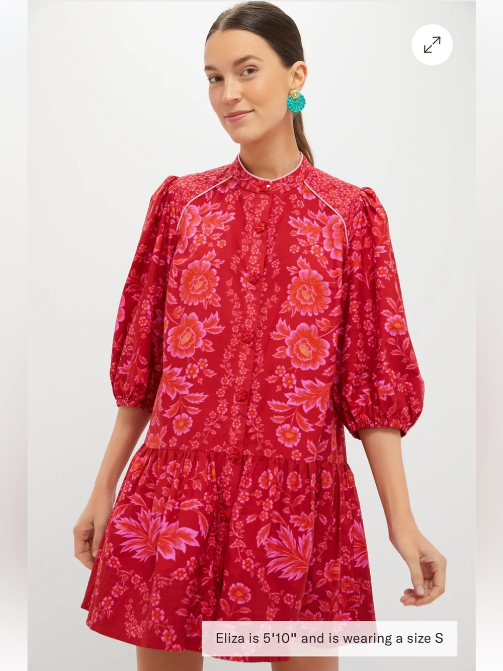 FARM Rio Pink and Red Floral Mini Dress (M)